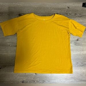 J Jill Womens Mustard Yellow Luxe Supima/Tencel Modal Large ELBOW SLEEVE TEE